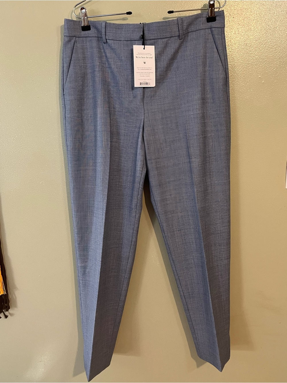 MM.LaFleur Blue Italian Fabric  Mejia Wool Blend Lined Office Trousers 10 NWT